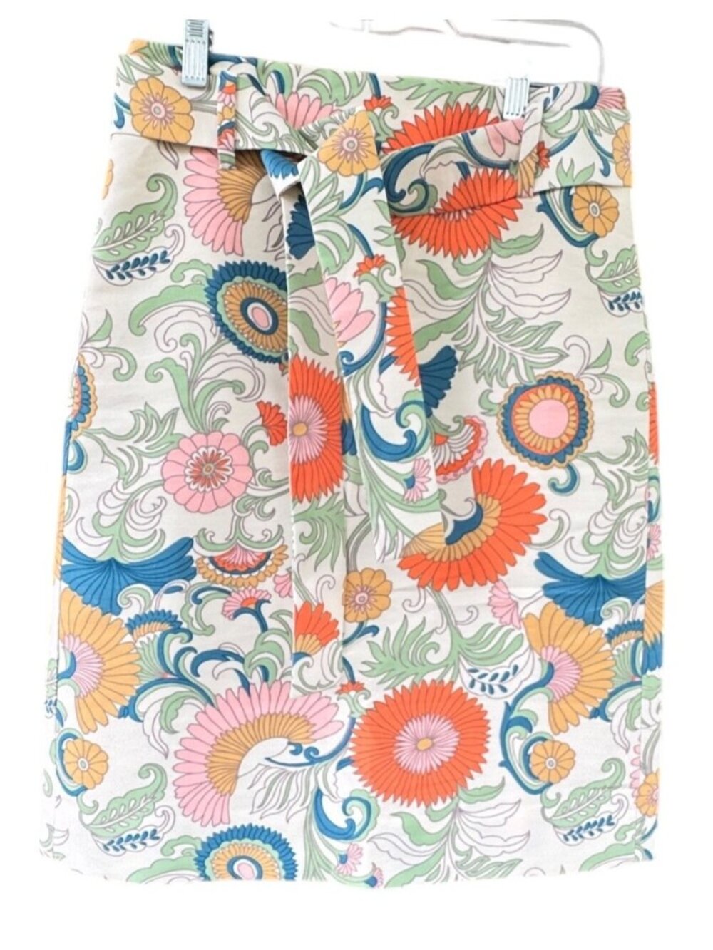 J. Crew Floral High-Waisted Tie-Front Skirt Size 2 100% Polyester Multicolor Wom